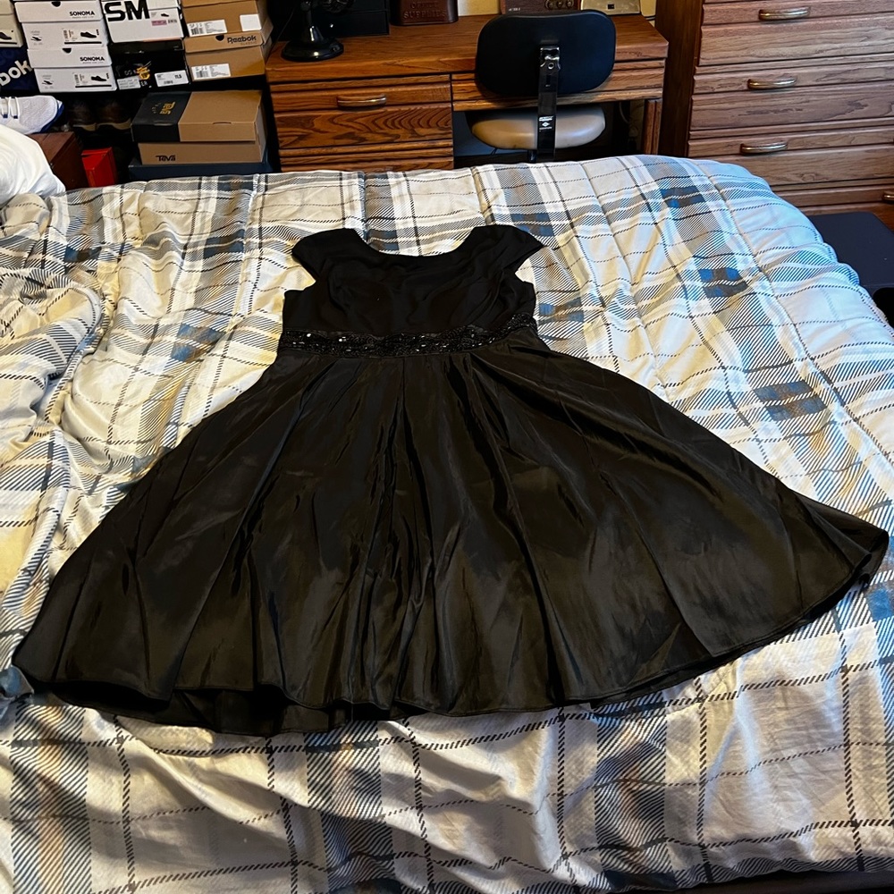 JS Boutique cocktail dress with beaded bodice and Taffeta skirt